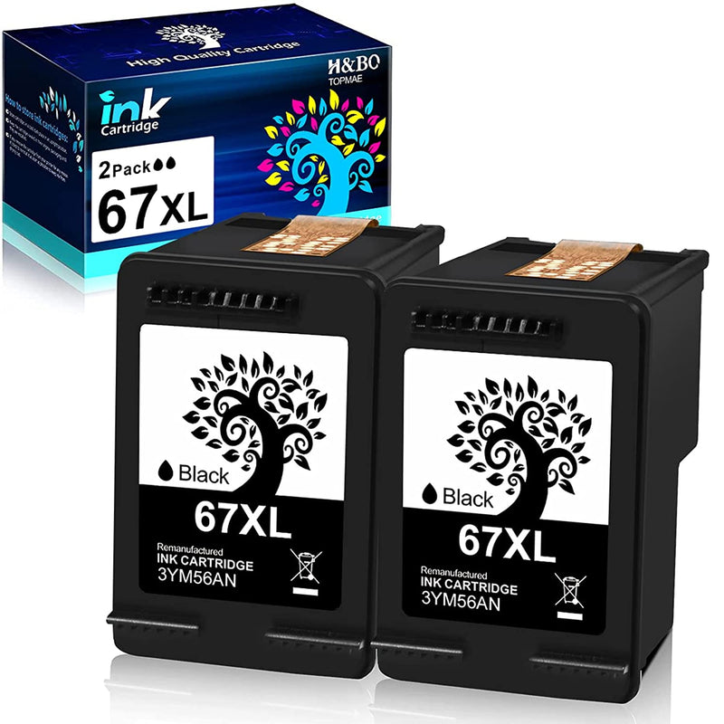 Ink Cartridges Replacement For Hp 67 67Xl 3Ym57An For Hp Deskjet 2755 1255 2732 2752 Envy Pro 6055 6400 6455 6458 Deskjet Plus 4100 4155 4158 Printer 2 Black