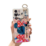 Lastma For Samsung Galaxy S21 Ultra Case Cute With Wrist Strap Kickstand S21 Ultra Case 6 8 5G Glitter Bling Cartoon Imd Soft Tpu Shockproof Protective Phone Cases Cover For Girls And Women Minnie