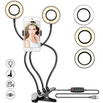 Selfie Ring Light Bicyclestore Dimmable Led Make Up Lights 360 Adjustable Usb Double Dual Ring Light Photography With Cell Phone Holder Stand For Video Live Streaming Smartphone Selfie Makeup