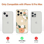 Daviko Compatible With Iphone 13 Pro Max Case For Women Girls Long Lasting Clear Floral Phone Cases Soft Flexible Tpu Non Yellowing Shockproof Protective Cover 6 7 Inch 2021 Abundant Peony
