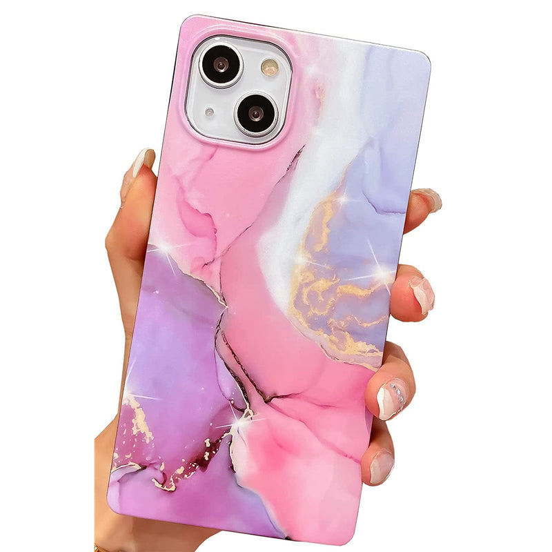 Kerzzil Luxury Square Compatible With Iphone 13 Pro Max Case Marble Slim Stylish Matte Soft Tpu Silicone Gel Shockproof Protective Durable Cases Cover For Iphone 13 Promax 6 7 Inchpink Purple