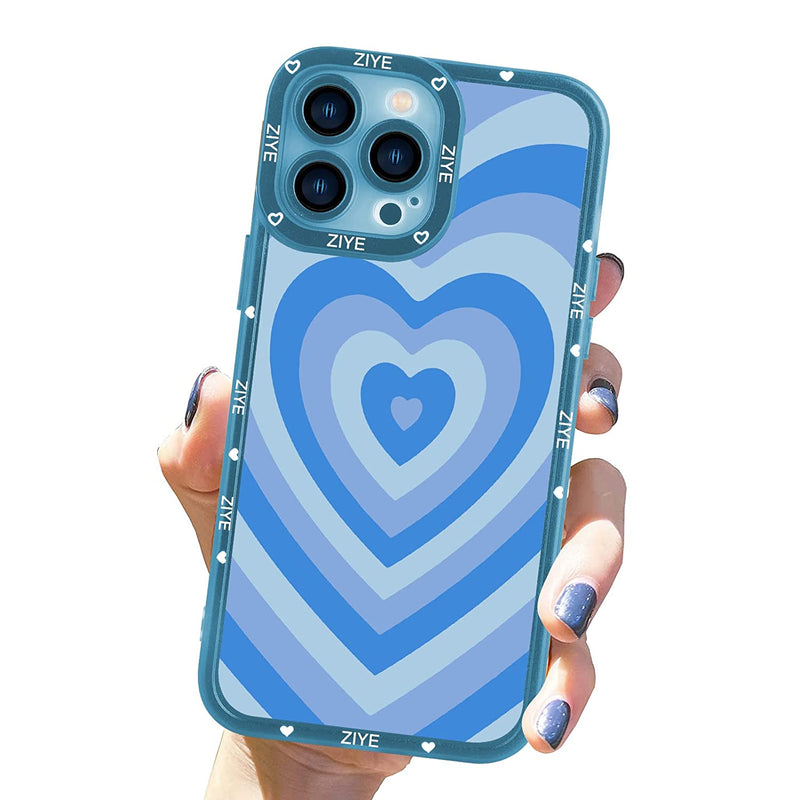 Ziye Heart Iphone 13 Pro Case Iphone 13 Pro Blue Heart Pattern Protective Phone Case With Full Body Soft Tpu Camera Protection Anti Scratch Cover For Iphone 13 Pro 6 1 Inch