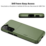 Jiunai For Samsung S22 Case Galaxy S22 Case Credit Card Ids Cash Holder Shell Wallet Case Slide Cover Dual Layer Hard Pc Rubber Cover Phone Case For Samsung Galaxy S22 5G 6 2 2022 Green
