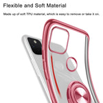Compatible With Google Pixel 5 5G Case 6 0 Clear Cover With Ring Holder Kickstand Electroplate Soft Tpu Silicon Transparent Shockproof Bumper Phone Cases For Pixel 5 5G Rose Gold