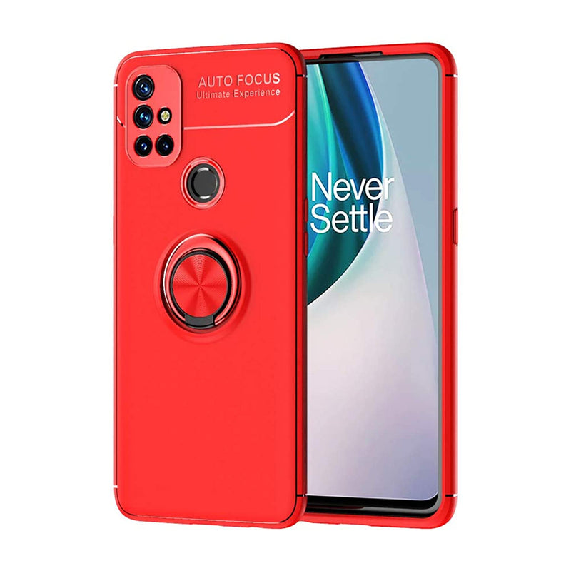 Isadenser Compatible With Oneplus Nord N10 5G Case Shockproof Protection Case Ultra Thin Slim Tpu Cover With 360 Magnetic Car Ring Stand Holder For Oneplus Nord N10 5G Red With Stand Holder Ss