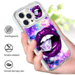 Fitunta Compatible With Iphone 13 Pro Purple Lips Bite Diamonds Case With Camera Cover Full Body Rugged Shockproof Protective With Tempered Glass Screen Protector Built In Screen Protector