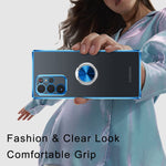Compatible With Samsung Galaxy S22 Ultra 5G Case Clear Frosted Back Shockproof Protective Case Ring Kickstand Holder Soft Silicone Tpu Impact Resistant Bumper Phone Cover Blue