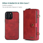 Kingsguard Compatible With Iphone 13 Pro Max Wallet Case 2 In 1 Pu Leather Multi Function Detachable Magnetic Card Holder Kickstand Shoulder Strap Red Iphone 13 Pro Max