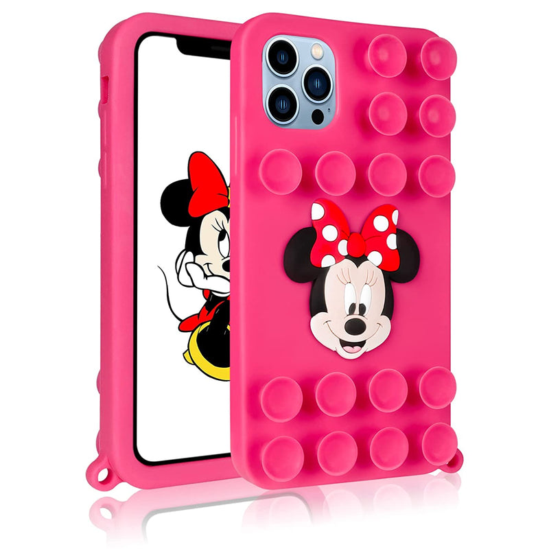 Joysolar Red Minnie With Suction For Iphone 13 Pro Max Case New Unique Fun Funny Soft Silicone Cute Kawaii Cartoon Adsorption Cover Cases For Girls Boys Kids Teens For Iphone 13 Pro Max 6 7