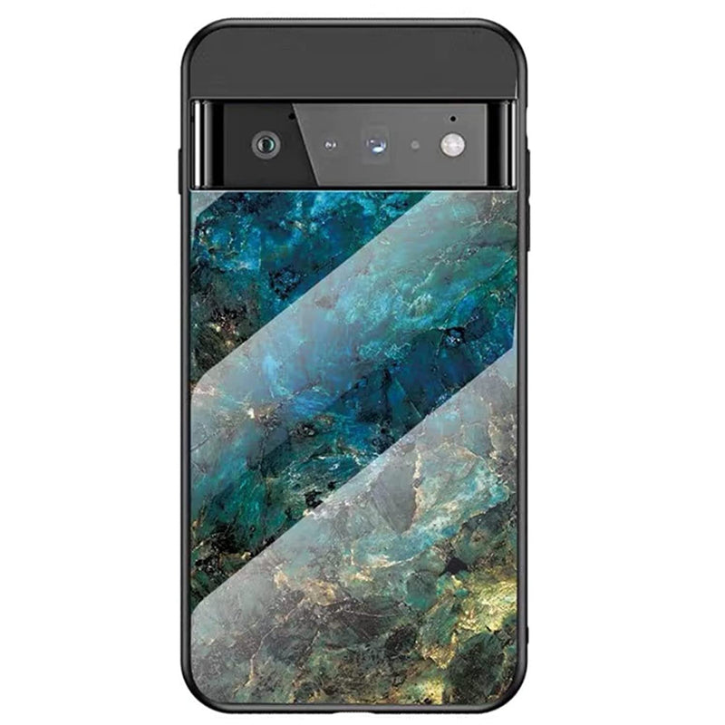 For Google Pixel 6 Pro Case Luxury Holorgraphic Marble Design Slim Shockproof Hard Case With Soft Tpu Edge Dual Layer Armor Military Grade Protection Cover For Google Pixel 6 Pro 5G For Men Women Blue