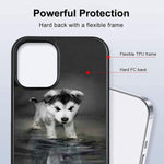 Jinxiuss Phone Case For Iphone 13 Pro Max With Cute Dog Reflective Wolf Black Slim Rubber Frame Full Body Protection Cover Case For Iphone 13 Pro Max Drop Protection