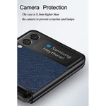 Designed For Samsung Galaxy Z Flip 3 5G Case Ultra Thin Leather Hard Pc Full Body Slim Durable Protective Phone Case Cover For Samsung Galaxy Z Flip3 Blue
