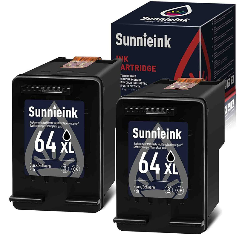 Ink Cartridge Replacement For Hp 64Xl 64 Xl Black 2 Pack For Envy Photo 7100 6255 7855 7155 7800 7858 6222 7164 6252 7134 7830 7864 6230 6220 6234 7120 7158 Env