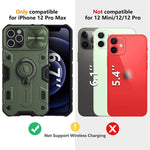 Nillkin Compatible With Iphone 12 Pro Max Kickstand Ring Holder Shockproof Case With Stand And Slide Camera Protect Cover Tpu Pc Protective Case 6 7 Green