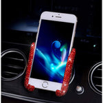 Bling Crystal Car Phone Mount With One More Air Vent Base Universal Cell Phone Holder For Strong Sticky Dashboard Windshield And Air Vent Red