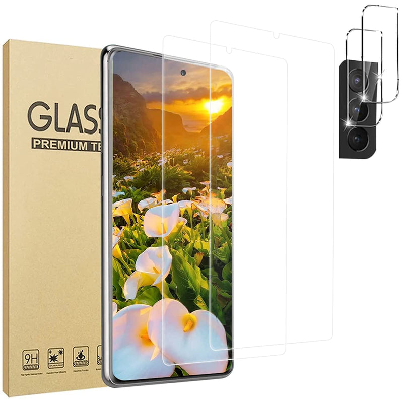 2 2 Pack Galaxy S22 Plus Screen Protector And 2 Pack Camera Lens Protector Hd Clear Tempered Glass Fingerprint Support Full Coverage 9H Hardness Scratch Resistant For Samsung Galaxy S22 5G6 6