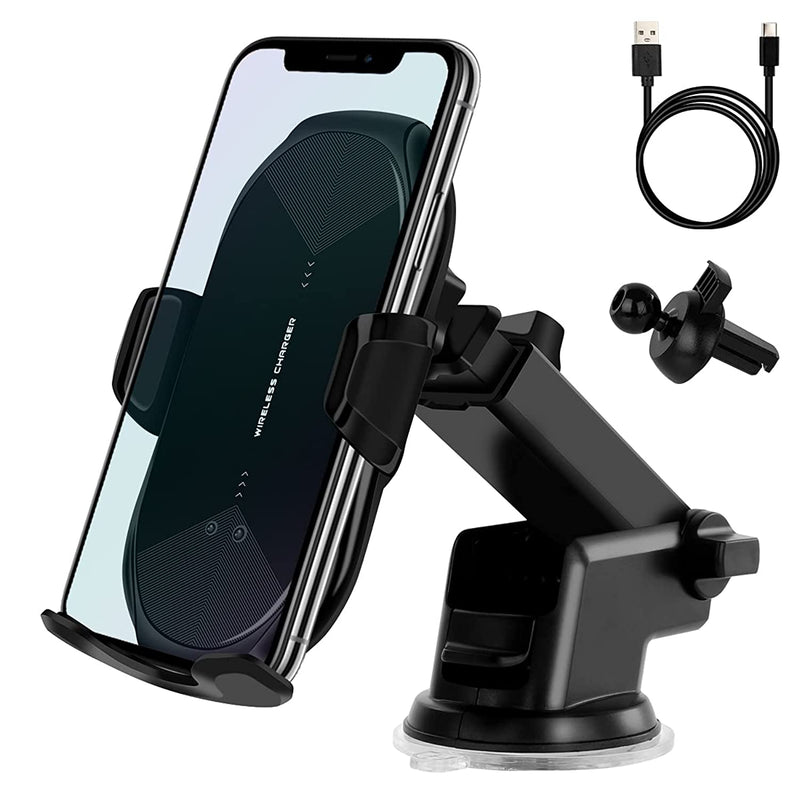 Wireless Car Charger Mount 10W Qi Fast Charging Auto Clamping Car Mount Windshield Dash Air Vent Phone Holder Compatible With Iphone 12 Mini 11 Pro Max Samsung Note 10