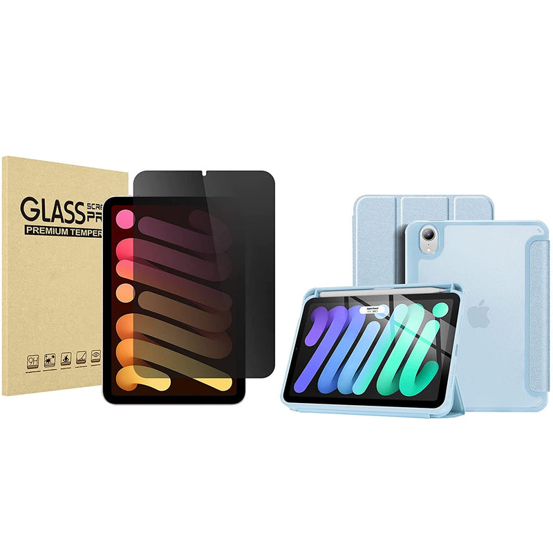 New Procase Privacy Screen Protector Bundle With Slim Trifold Shockproof Case For Ipad Mini 6Th Generation 2021