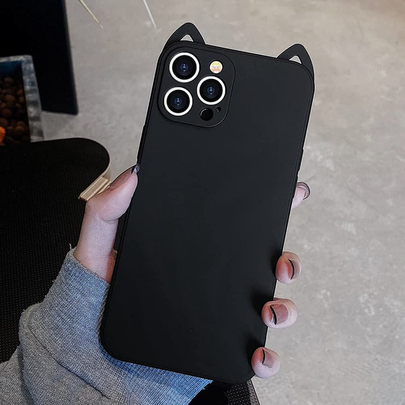 L Fadnut Compatible With Iphone 13 Pro Max Case Girls Woman Cute Cartoon Cat Ear Kawaii Kitty Phone Case Soft Silicone Shockproof Slim Fit Rubber Protective Cover For Iphone 13 Pro Max Black