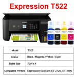 T522 Refill Ink Bottles Kits Compatible With Epson Ecotank Et 2720 Printer Ecotank Et 4700 Black Cyan Magenta Yellow 4 Colors High Definition