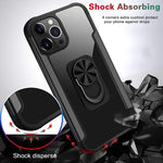 Niopiee For Iphone 13 Pro Case Kickstand Ring Holder With Glass Screen Protector Full Body Anti Scratch Phone Case Hybrid Anti Yellow Clear Back Shockproof Protective Cover For Iphone 13 Pro Black