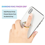 Lenoup Iridescent Glitter Bling Bling Phone Ring Holder Sparkle Phone Ring Grip Artificial Stand With Flat Diamond Flat Rhinestone Cell Finger Ring For Phones Padrainbow