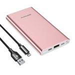 10000Mah Pd 3 0 Power Bank Portable Charger Quick Charge Usb C 18W Fast Charging Battery Pack Compatible For Iphone 12 11 Pro X Xs Max Xr 8 Ipad Mini Samsung Galaxy S10 S9 S8 Smartphone Rose Gold Pink