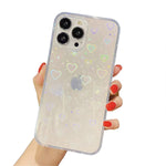 Holographic Heart Phone Case Compatible With Iphone 13 Pro Max Tecogue Heart Clear Silicone Case Love Gradient Rainbow Color For Women 6 7 Inch