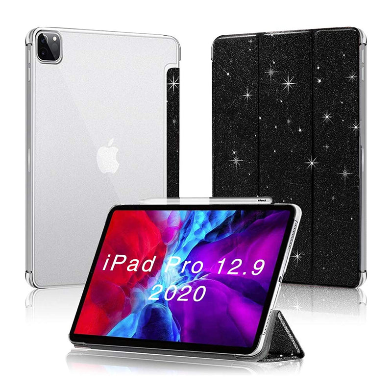 New Ipad Pro 12 9 4Th 3Rd Generation Case Glitter Ipad Pro 12 9 2020 2018 Case Pu Leather Trifold Stand Pencil Charging Supported Auto Sleep Wake Smart