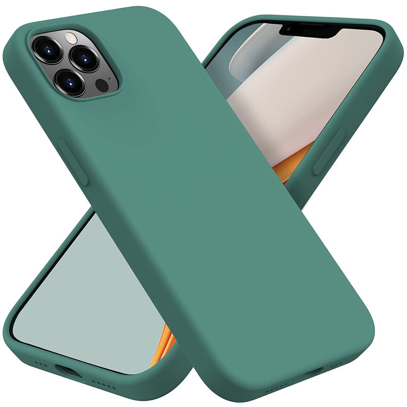 Caetoung Silicone Case For Iphone 13 Pro Max Rubber Shockproof Anti Drop 3 Layer Slim Phone Protective Case 6 7 Inch Pine Green