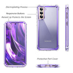 Dexnor Compatible With Samsung Galaxy S21 Case With Screen Protector Electroplated Frame Clear Cover Rugged 360 Full Body Protective Shockproof Heavy Duty Bumper Phone Case For Women Metallic Purple