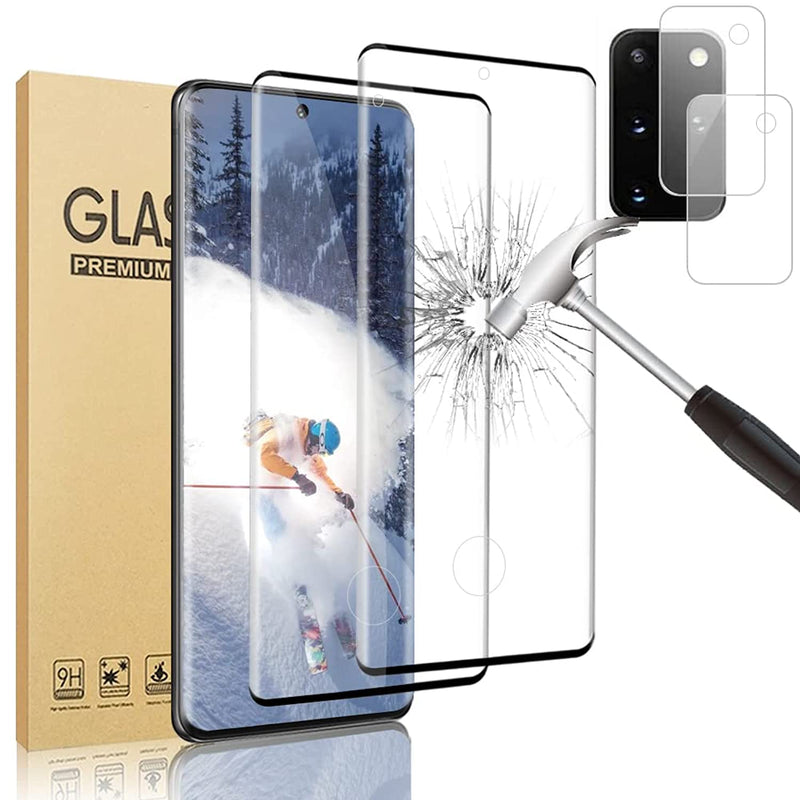 2 2 Pack Galaxy S21 Plus 5G Screen Protector With Camera Lens Film Support Fingerprint 9H Hardness Tempered Glass 3D Full Coverage Easy Install Compatible For Samsung Galaxy S21 Plus6 7