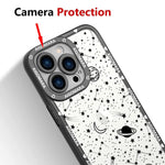 Aigomara Compatible With Iphone 13 Pro Case With Tempered Glass Screen Protector Clear Cute Astronaut Outer Space Star Creative Pattern Cover Designed For Iphone 13 Pro Case Women Kids Boy Black
