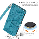 Cotdinfor Compatible With Samsung Galaxy S22 Ultra Wallet Case Galaxy S22 Ultra Case Leather With Card Holder Magnetic Kickstand Wrist Strap Flip Shockproof Case For Galaxy S22 Ultra Life Tree Blue