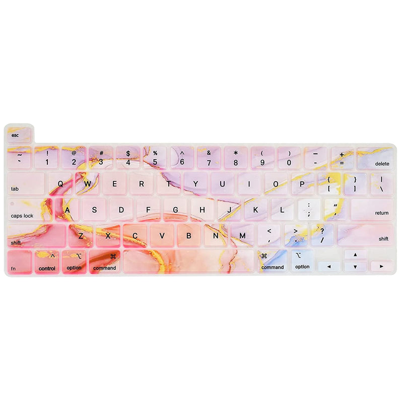 2020 Macbook Pro 13 Inch Keyboard Cover A2338 M1 A2289 A2251 2020 2019 Macbook Pro 16 Inch Keyboard Cover A2141 Silicone Marble Keyboard Protector Keyboard Skin Pink Marble