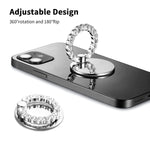 Cell Phone Ring Holder Finger Stand 360 Degree Rotation Universal Finger Ring Kickstand With Diamond Metal Phone Grip For Phone 12 Mini 11 Pro Xs Max Xr X 8 7 6 6S Plus 1 Pack Silver