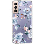 Luolnh Galaxy S21 Case Samsung S21 Case With Flower For Girly Women Slim Clear Floral Pattern Hard Back Cover For Samsung Galaxy S21Blue