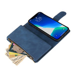 Lbyzcase Phone Case For Iphone 13 Pro Iphone 13 Pro 5G Wallet Case Luxury Folio Flip Leather Coverzipper Pocketwrist Strapkickstand For Apple Iphone 13 Problue