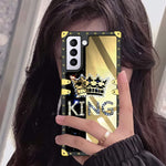 Fiyart Designed For Galaxy S22 Case King Diamond Crown Luxury Square Soft Tpu And Hard Pc Back Stylish Retro Cover For Women Girls Men Phone Bumper Cover For Samsung S22