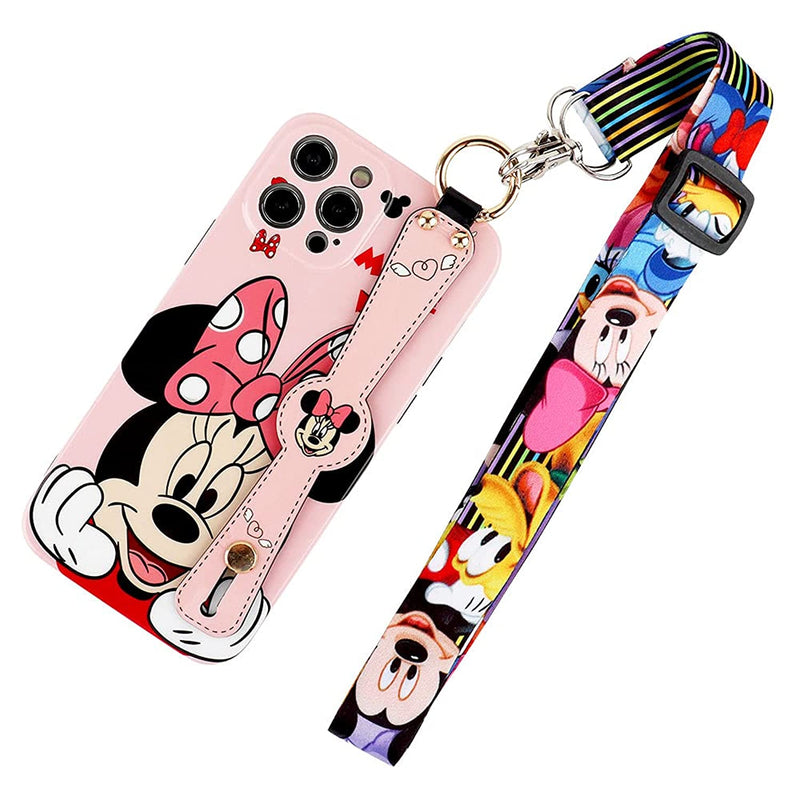 Cosoon Case For Iphone 12 Pro Max Cute Cartoon Tpu Soft Protective Dropproof Phone Case With Wrist Strap Lanyard Compatible With Iphone 12 Pro Max 6 7 Inch Minnie 1