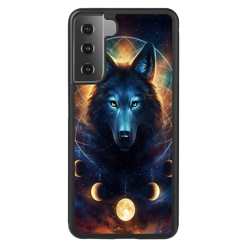 Jinxiuss Phone Case For Samsung Galaxy S21 Galaxy S21 Plus With Blue Wolf And Moon Black Slim Rubber Frame Full Body Protection Cover Case For Samsung Galaxy S21 Galaxy S21 Plus Drop Protection