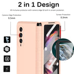 Miimall Compatible Samsung Galaxy Z Fold 3 Case With Hinge Protection Telescopic Folding Anti Drop Shock Proof Full Cover Bumper Cases For Samsung Galaxy Z Fold 3 5G Built In Screen Film Pink