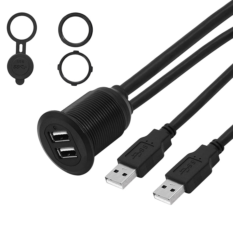 New Usb 2 0 Mount Cable 2 Ports Dual Usb 2 0 Male To Usb 2 0 Female Aux Fl