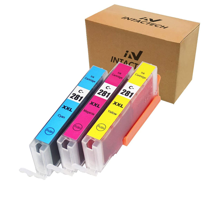 Intactech Compatible Ink Cartridges Replacement For Canon Cli 281 Xxl Cyan Magenta Yellow 3 Color Ink Tank Value Pack Work With Pixma Ts6120 Ts8120 Tr7520 Tr852