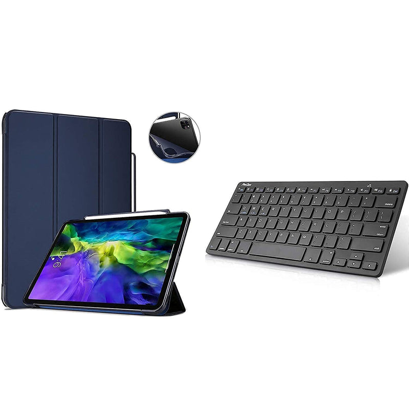 New Procase Navy Ipad Pro 11 Case 2020 2018 With Apple Pencil Holder And Wireless Charging Feature Bundle With Black Slim Compact Portable Wireless Keyboa
