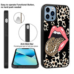 Ook Compatible With Iphone 13 Pro Case 6 1 Inch 2021 Shockproof Protective Phone Case With Screen Protector And Ring Stand Wireless Charging Slim Leopard Pattern And Pink Lip For Women Girls