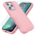 Kangnaixin Iphone 13 Pro Max Case Hard Pc Soft Tpu Phone Case With 2 Pcs Tempered Glass Screen Protector Heavy Duty Tough Rugged Slim Shockproof Protective Case For Iphone 13 Pro Max 6 7 Pink