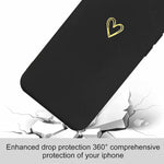 Wirvyuer Compatible With Iphone 13 Pro Max Case Cute Gold Love Heart Pattern Soft Tpu Liquid Silicone Case For Women Girls Slim Protective Shockproof Cover For Iphone 13 Pro Max Phone Case Black