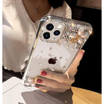 For Iphone 13 Pro Max Case For Women Luxury Glitter Sparkle Diamond Pearl Flower Design Soft Crystal Clear Rhinestone Handmade Protective Cover With Rugged Edge For Iphone 13 Pro Max For Girls 6 7