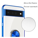 Designed For Google Pixel 6 Pro Case 6 7 Ring Holder Kickstand Clear Phone Cases Silicone Shockproof Flexible Tpu Bumper Anti Scratch Protective Cover Blue